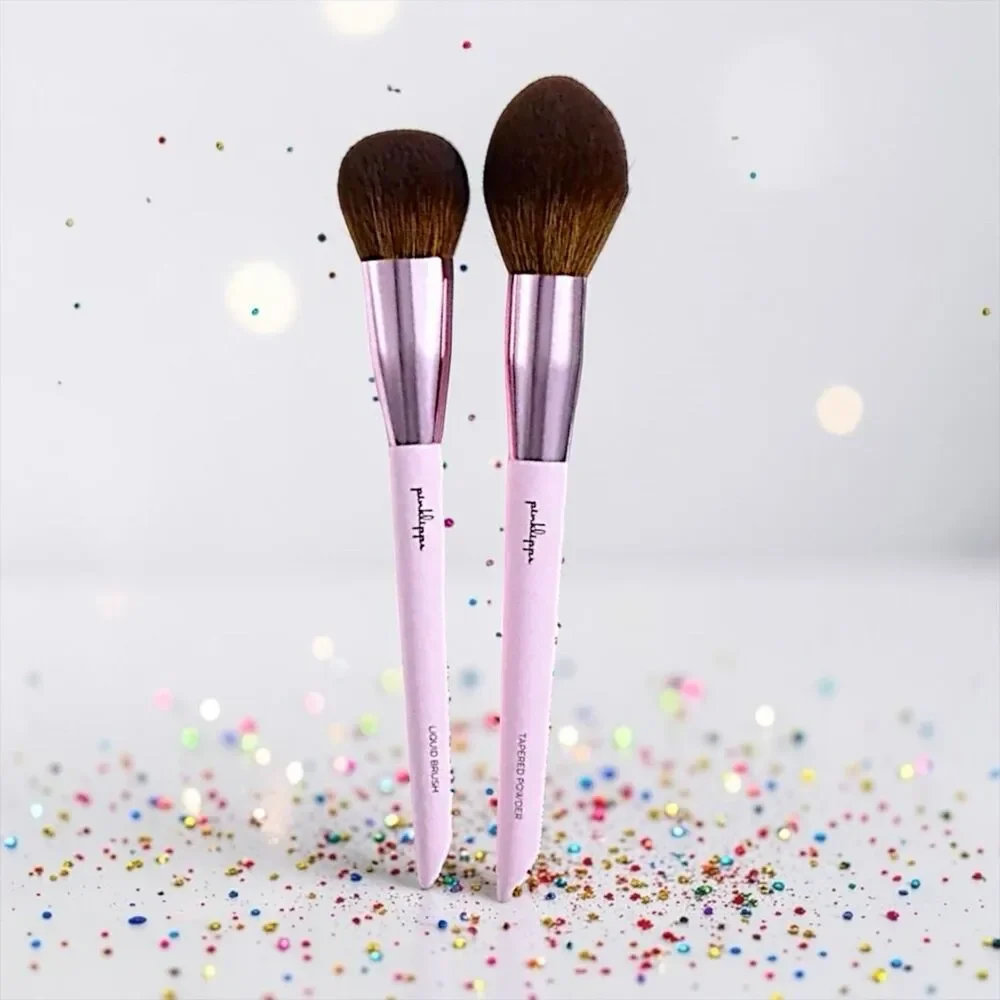 PinkLipps Cosmetics Makeup Brush Set Liquid Brush & Tapered Brush Set NWOB